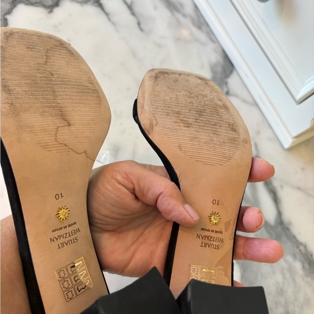 Stuart Weitzman Black Heels Ankle-Strap Sandals - Picture 7 of 12